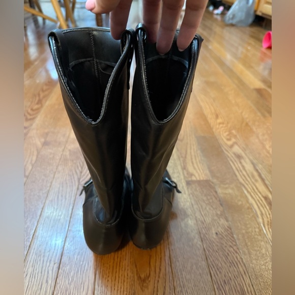 Durango Black Leather Slouch Boots Womens 6.5 M Western Wear Silver Tips buckle - Picture 3 of 16